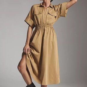 NWT Anthropologie Maeve Utility Shirt Dress - Taupe Size Medium